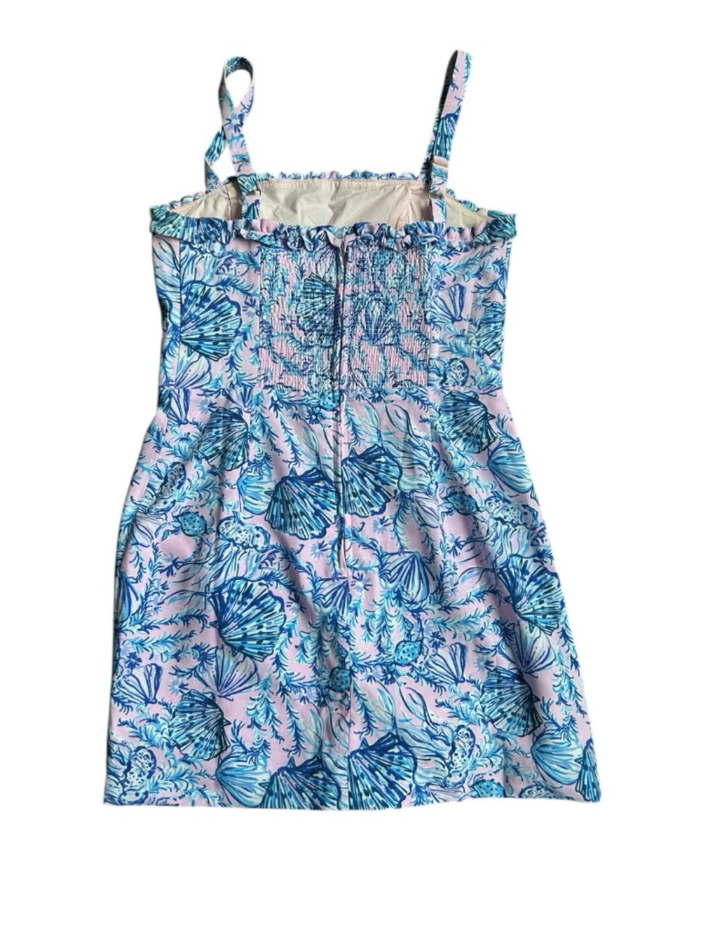 Lilly‎ Pulitzer Zenon Ruffle Romper Magnolia Lilac  Pink & Blue Floral Size 8 - Picture 9 of 10